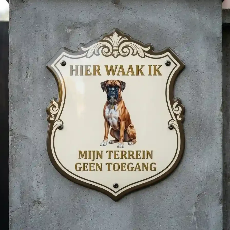 Acryl Boxer Waakbord 4mm - Hier Waak Ik