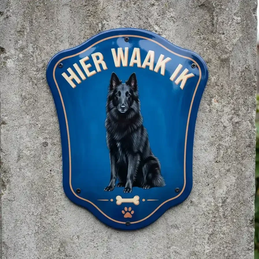 Acryl Groenendaeler Waakbord Hier Waak Ik