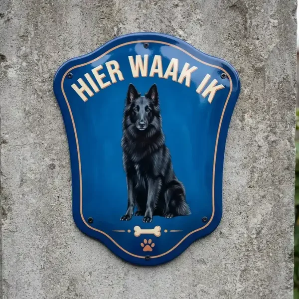Acryl Groenendaeler Waakbord Hier Waak Ik