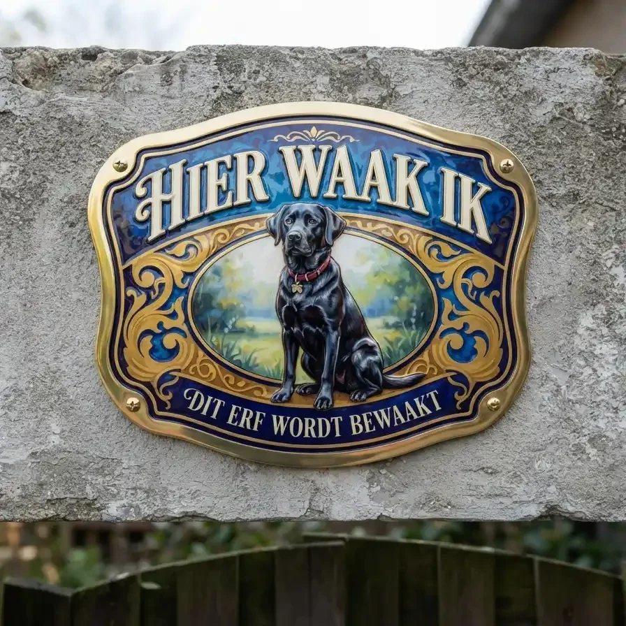 Waakbord Labrador - Hier Waak Ik