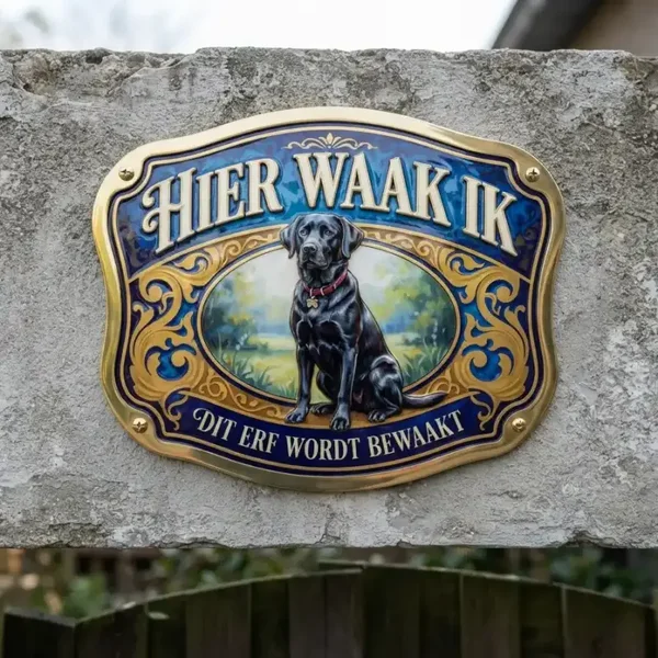 Waakbord Labrador - Hier Waak Ik