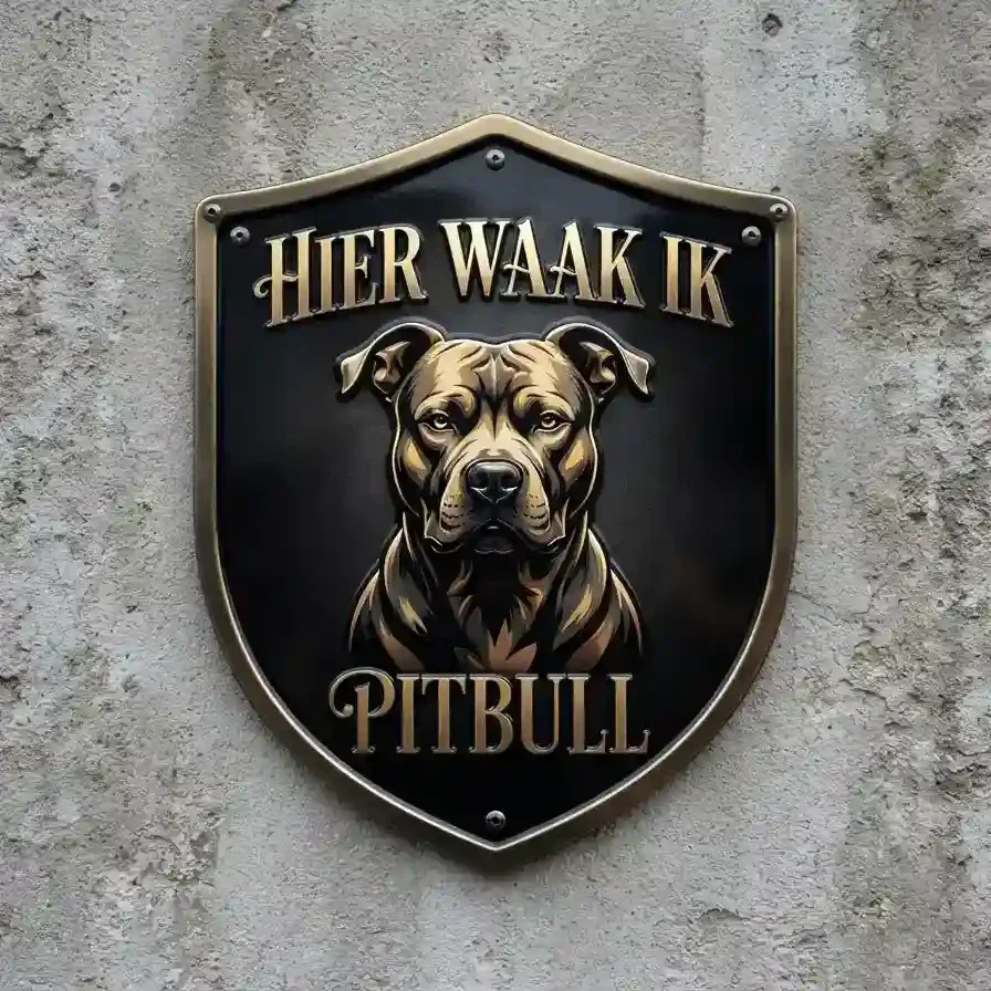Acryl Waakbord Pitbull - Hier Waak Ik