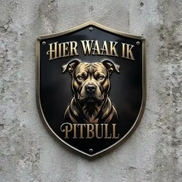 Acryl Waakbord Pitbull - Hier Waak Ik