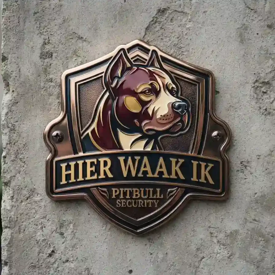 Acryl Pitbull Waakbord - Hier Waak Ik