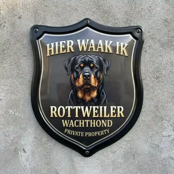 Acryl Rottweiler Waakbord Schild - Hier Waak Ik