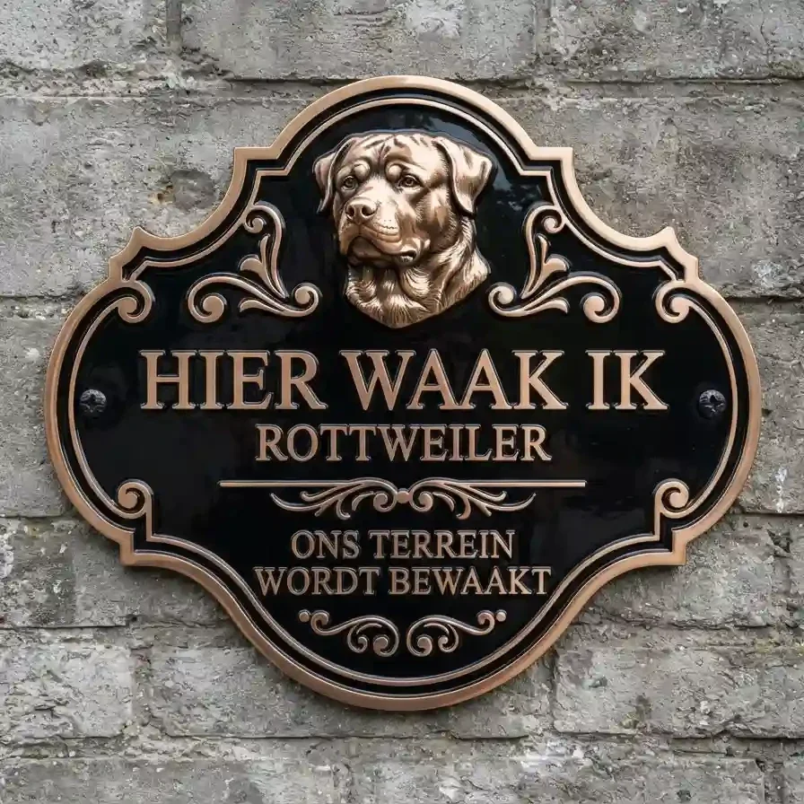 Acryl Rottweiler Waakbord - Hier waak ik (4mm)