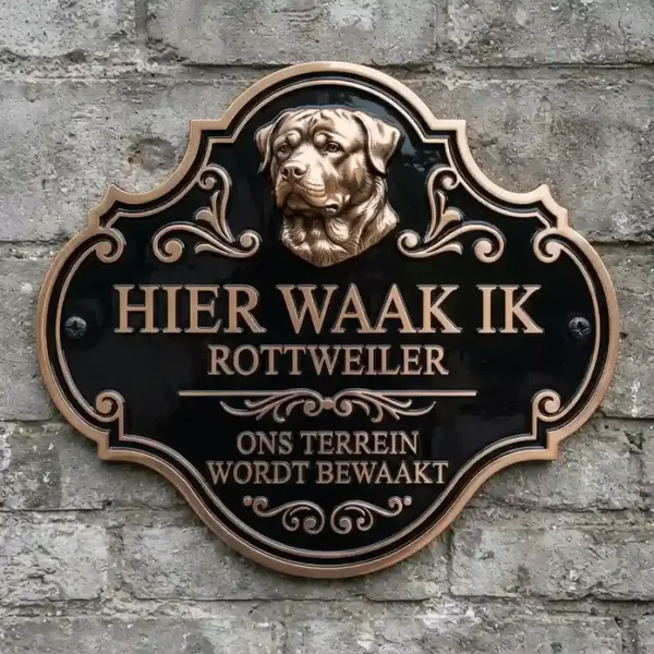 Acryl Rottweiler Waakbord - Hier waak ik (4mm)