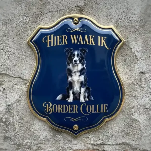 Acryl Waakbord Border Collie Hier Waak Ik