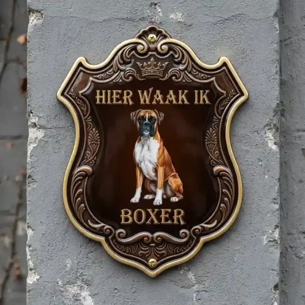 Acryl Waakbord Boxer - Hier Waak Ik