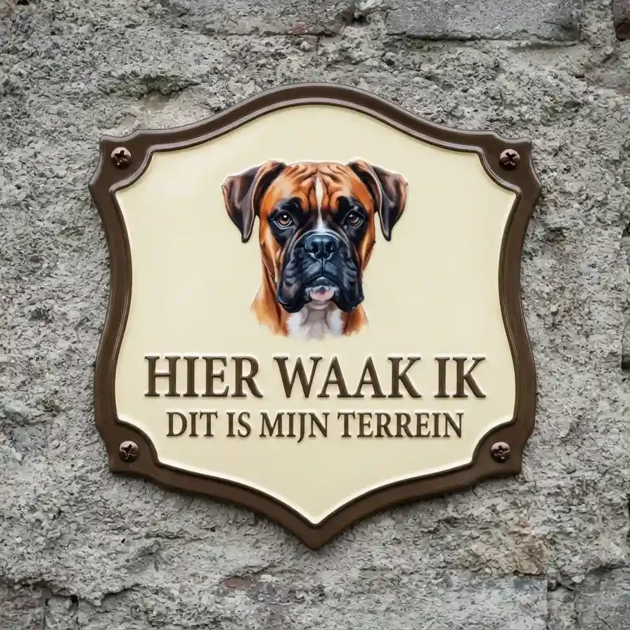 Acryl Waakbord Boxer - Hier Waak Ik