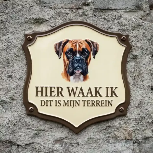 Acryl Waakbord Boxer - Hier Waak Ik