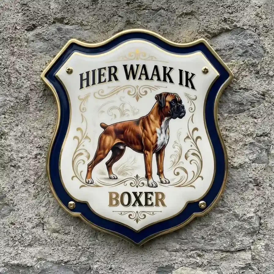 Acryl Waakbord Boxer - Hier Waak Ik