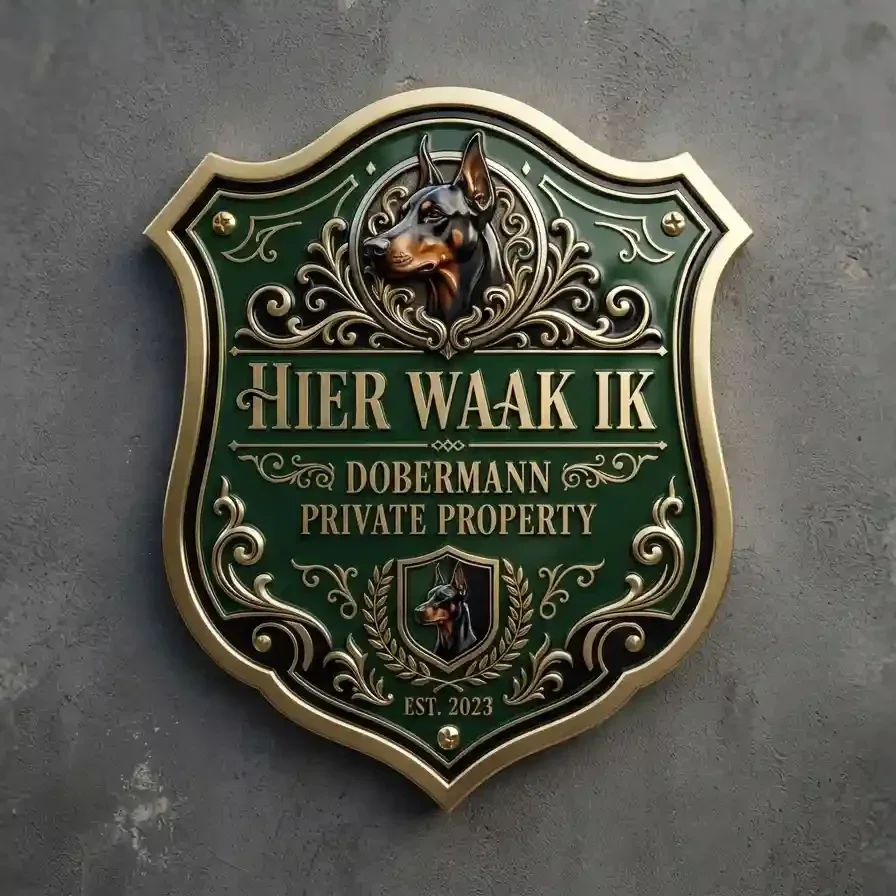 Acryl Waakbord Dobermann Hier Waak Ik