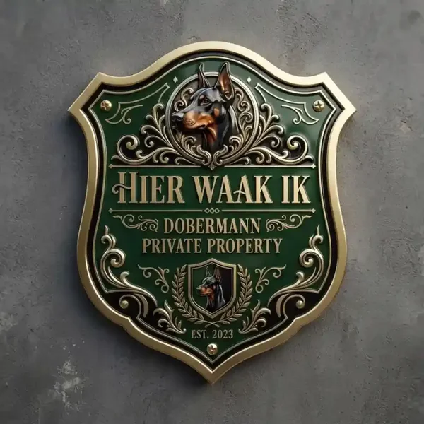 Acryl Waakbord Dobermann Hier Waak Ik