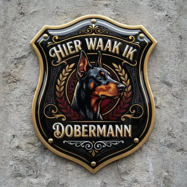 Acryl Waakbord Dobermann - Hier Waak Ik 25x30 / 35x40
