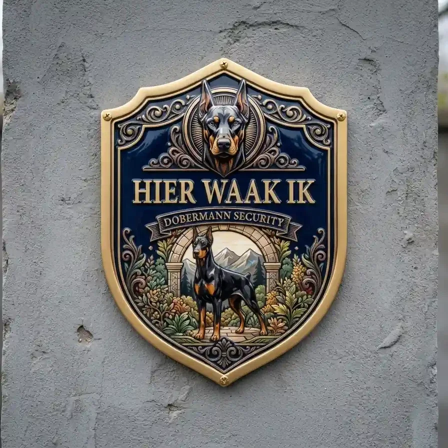 Acryl Waakbord Dobermann - Hier Waak Ik