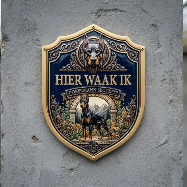 Acryl Waakbord Dobermann - Hier Waak Ik