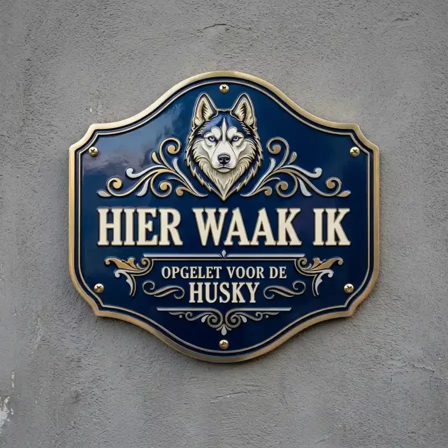 Acryl Waakbord Husky - Hier Waak Ik