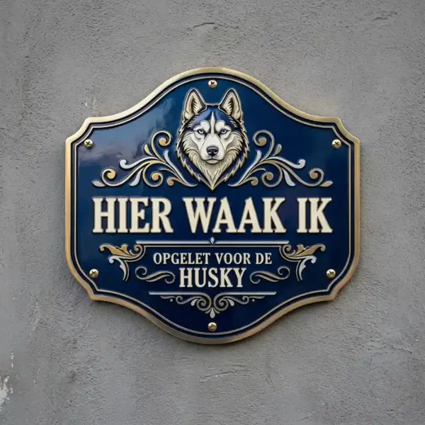 Acryl Waakbord Husky - Hier Waak Ik