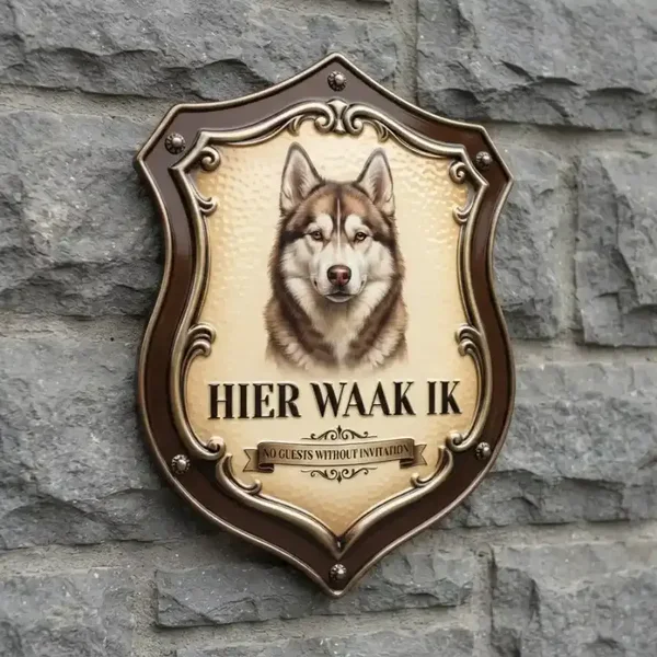 Acryl Waakbord Husky - Hier Waak Ik