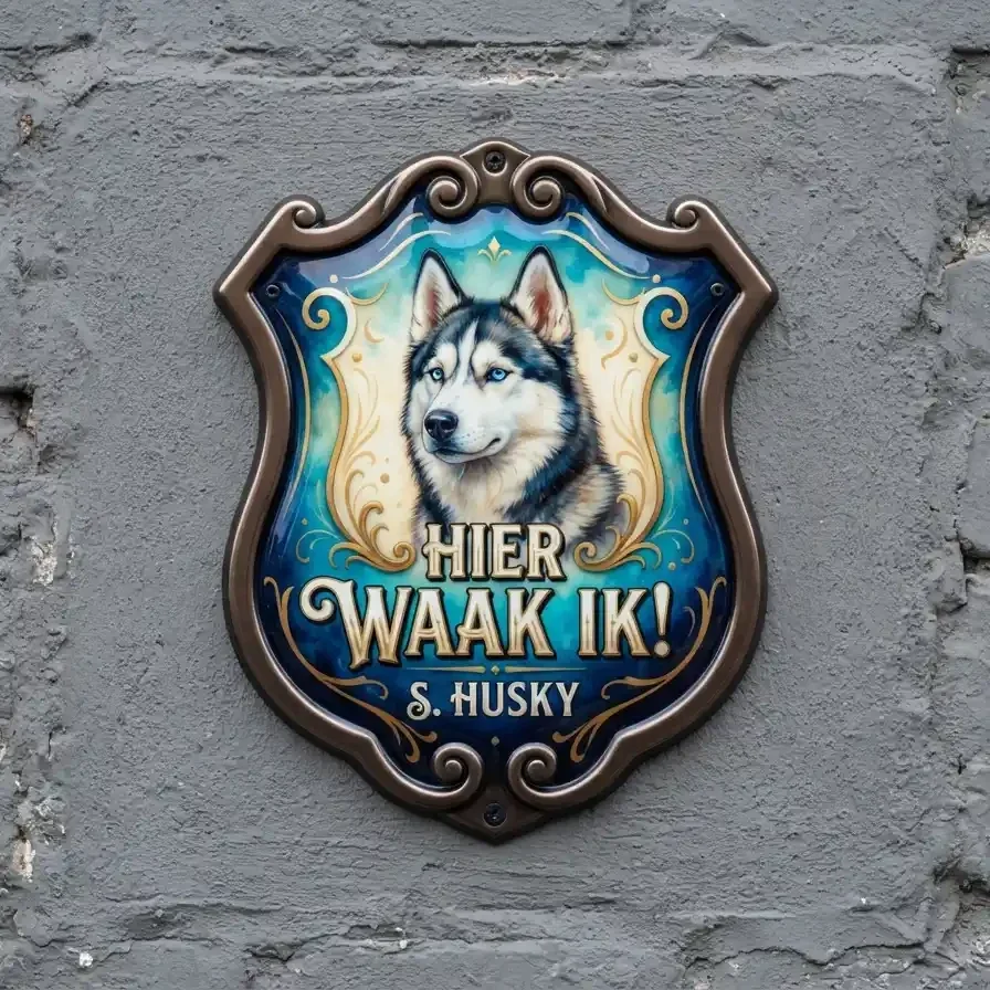 Acryl Waakbord Husky - Hier Waak Ik
