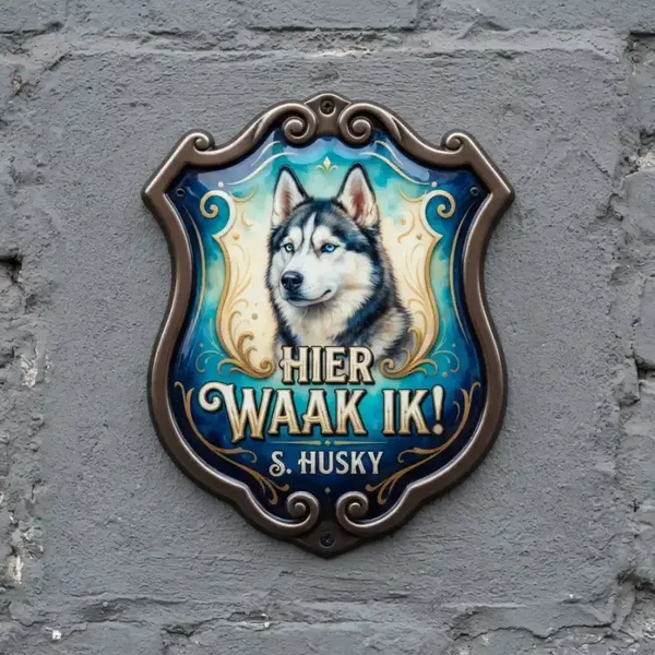 Acryl Waakbord Husky - Hier Waak Ik
