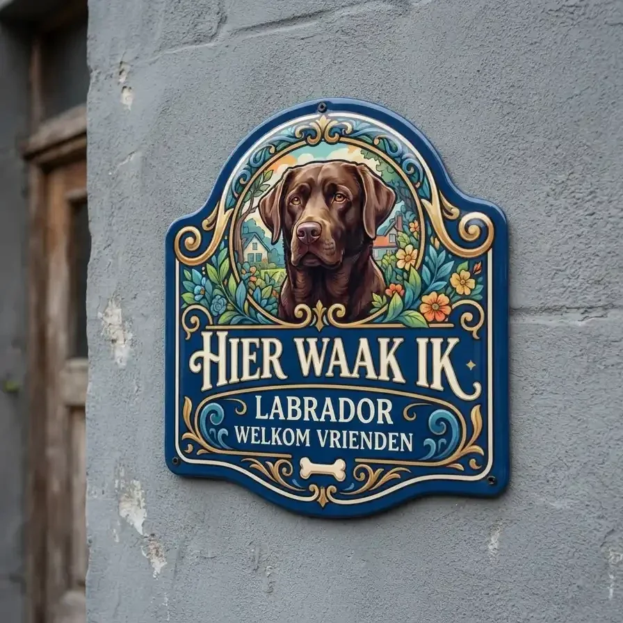 Waakbord Labrador - Hier Waak Ik