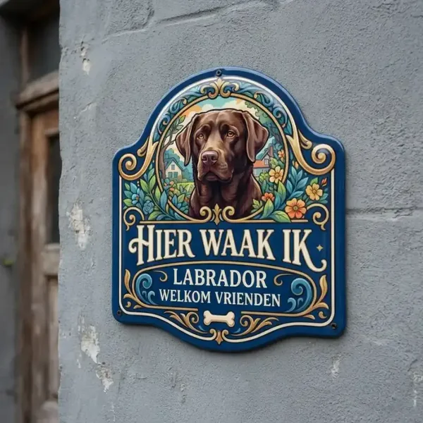 Waakbord Labrador - Hier Waak Ik