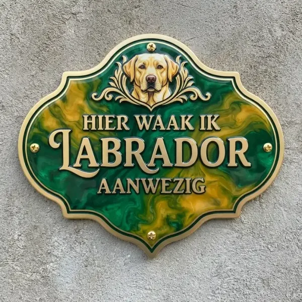 Acryl Waakbord Labrador Groen-Geel