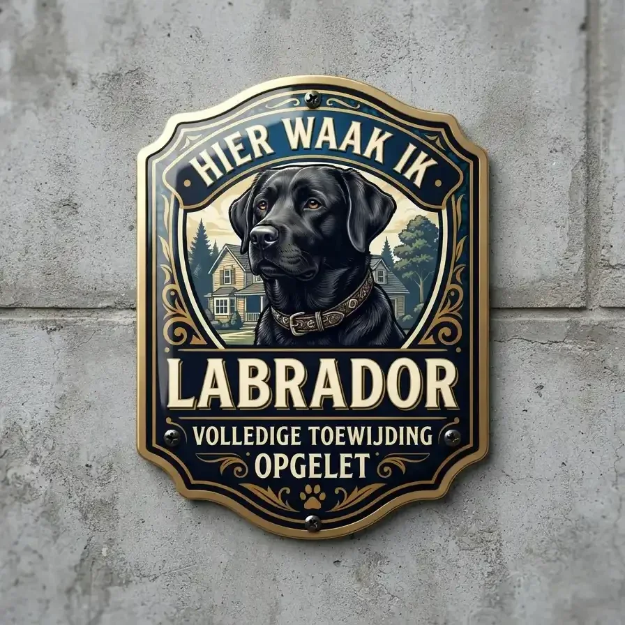 Waakbord Labrador - Hier Waak Ik