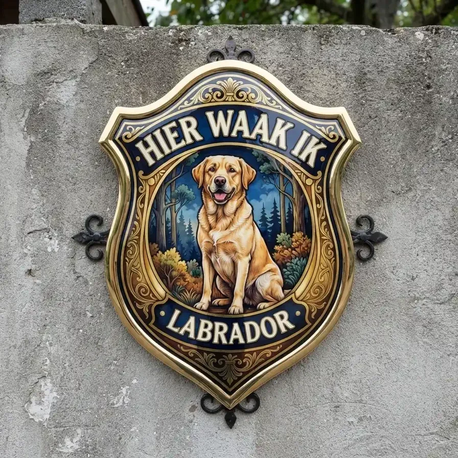 Acryl Waakbord Labrador - Hier Waak Ik