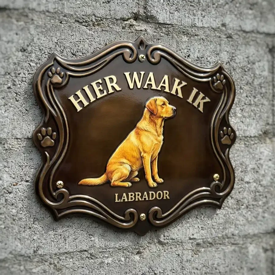 Acryl Waakbord Labrador - Hier Waak Ik