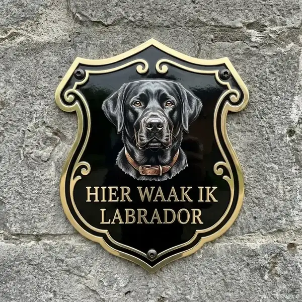 Waakbord Labrador Schild – Acryl Gold Look
