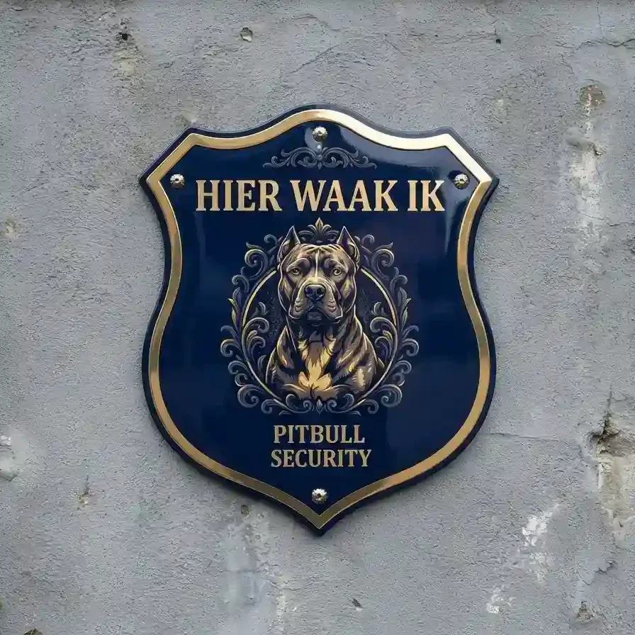 Waakbord Pitbull - Acryl Schild 'HIER WAAK IK'
