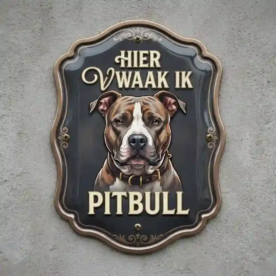 Acryl Waakbord Pitbull - Hier Waak Ik