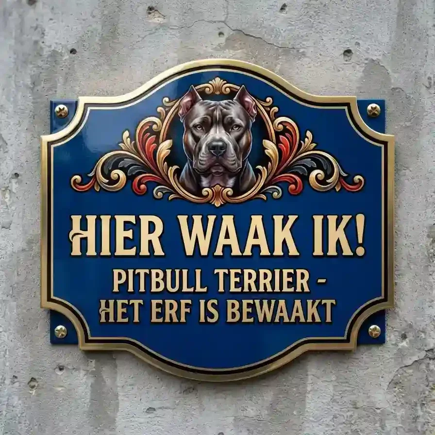 Acryl Waakbord Pitbull - Hier Waak Ik