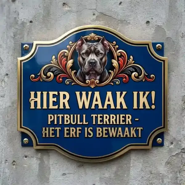 Acryl Waakbord Pitbull - Hier Waak Ik
