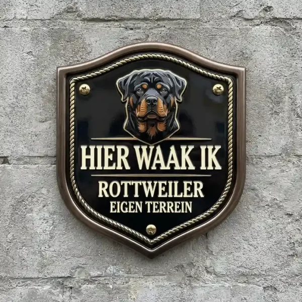 Acryl Waakbord Rottweiler - Schild Model met "Hier Waak Ik
