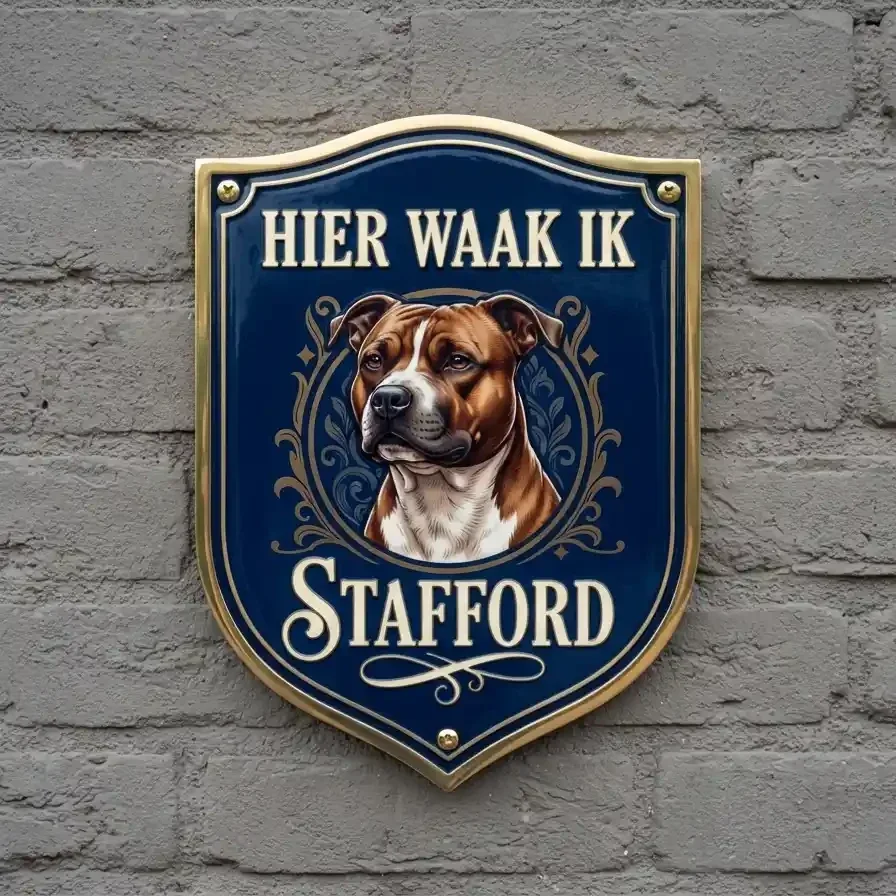 Waakbord Stafford - Acryl Schild (4mm) - Hier Waak Ik