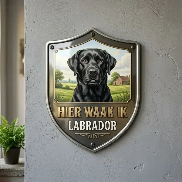 Waakbord Labrador Schild – Acryl 3mm – Hier Waak Ik