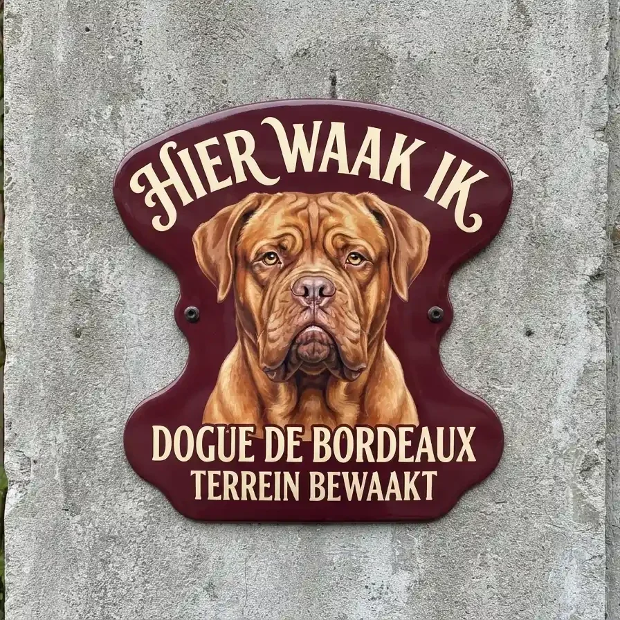 ​Waakbord Bordeauxdog - Hier waak ik (4mm acryl)