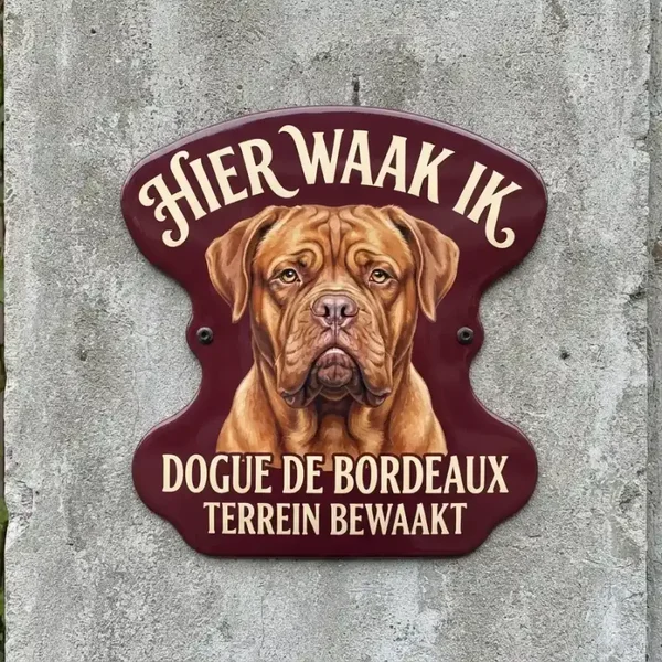 ​Waakbord Bordeauxdog - Hier waak ik (4mm acryl)