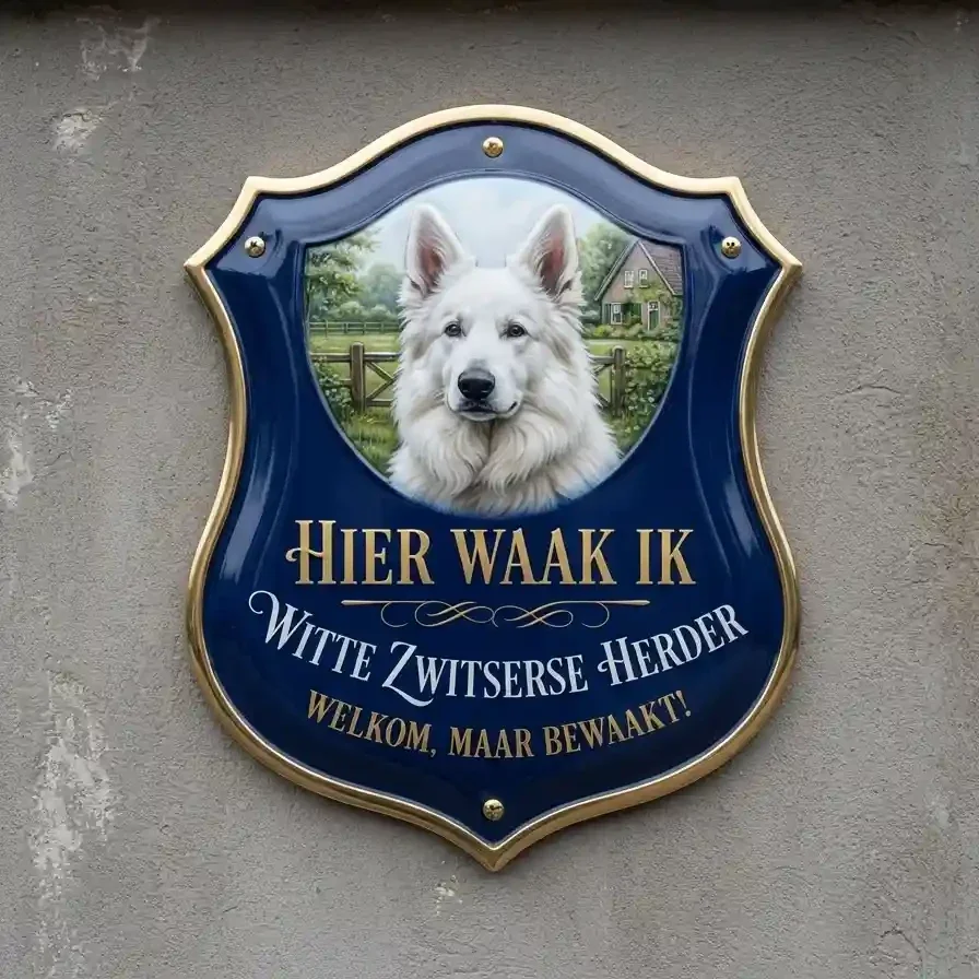 Waakbord Zwitserse Witte Herder Acryl 4mm