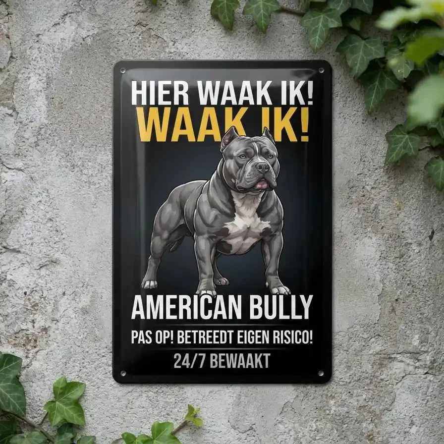 Waakbord American Bully - Hier waak ik