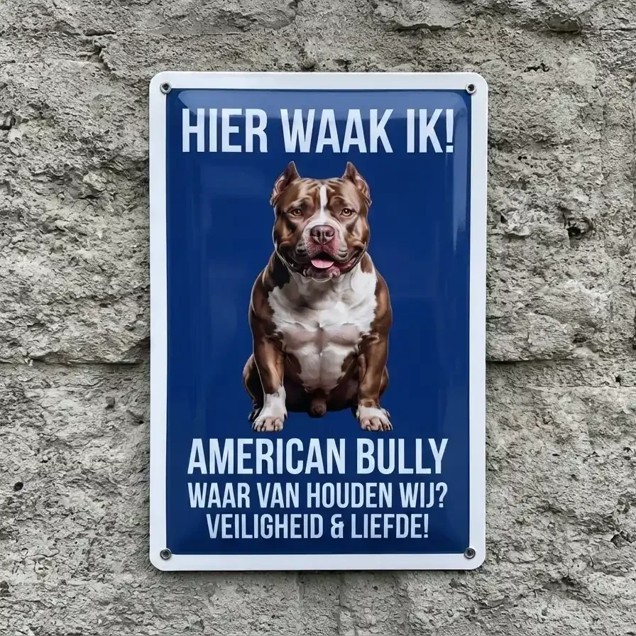 Waarschuwingsbord American Bully - Hier Waak Ik