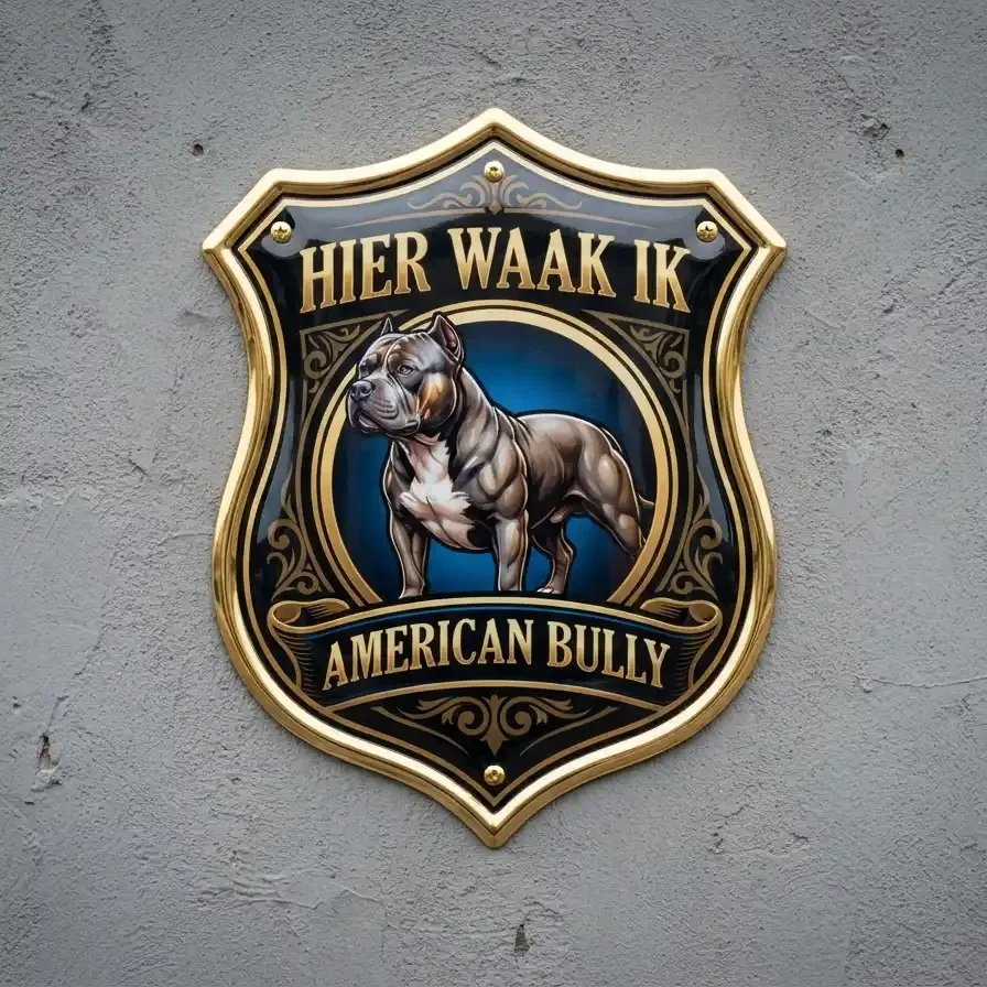 Waakbord American Bully Schild Goud Acryl