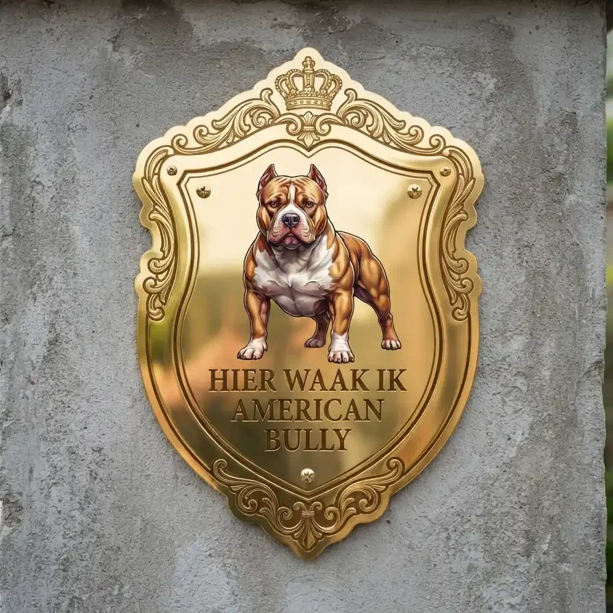 American Bully Waakbord Schild Goud 25x30 / 35x40
