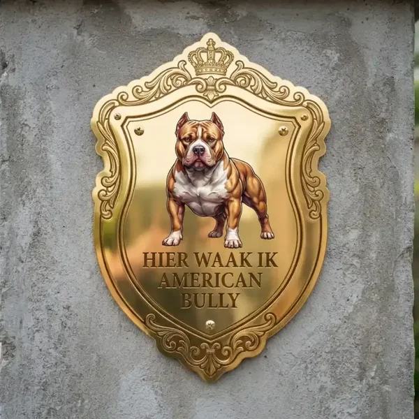 American Bully Waakbord Schild Goud 25x30 / 35x40