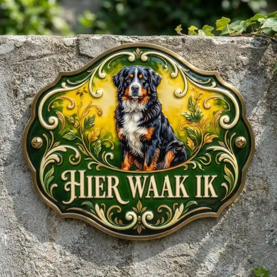 Waakbord Berner Sennen - Hier waak ik