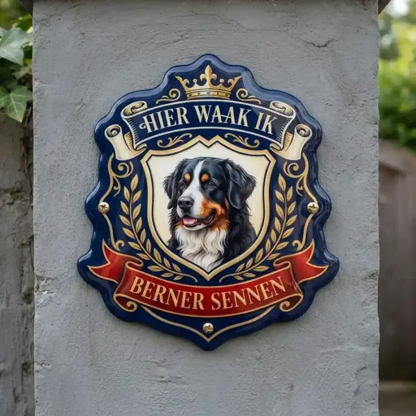 Berner Sennen Waakbord Acryl "Hier Waak Ik"